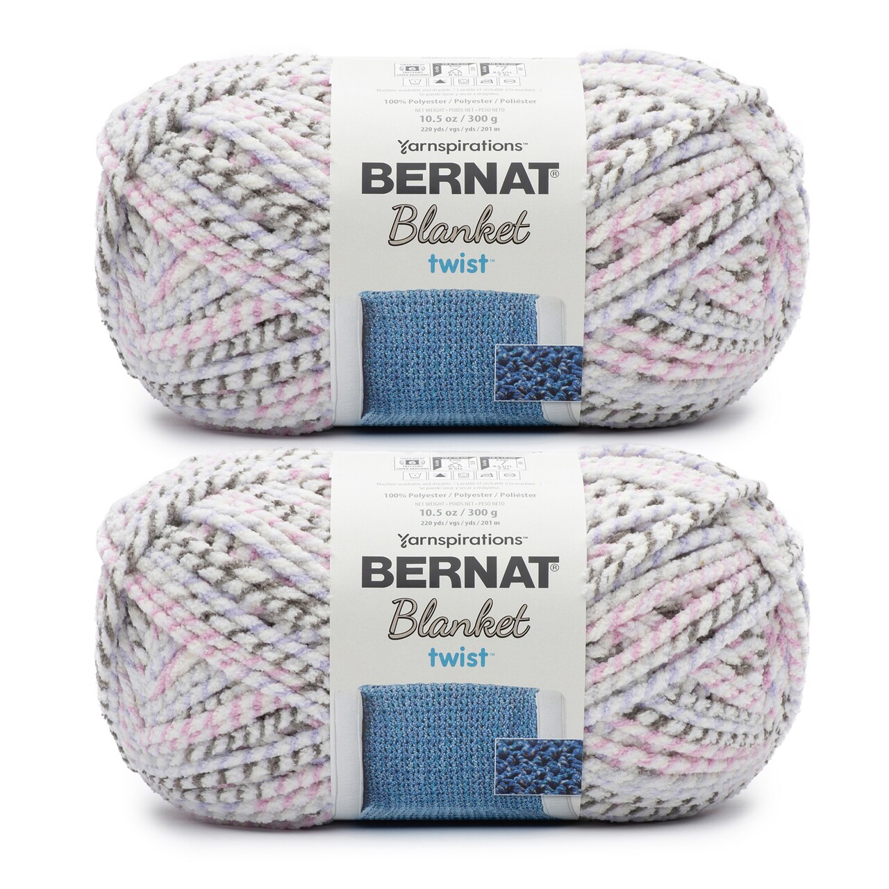 Bernat Blanket Twist Lilac Grove Yarn - 2 Pack of 300g/10.5oz - Polyester - 6 Super Bulky - 220 Yards - Knitting/Crochet